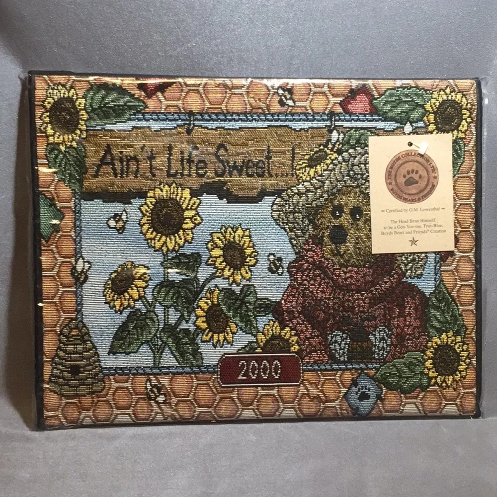 Vintage Y2K Boyds Bears Ain’t Life Sweet Tapestry Wall Calendar With Sunflowers